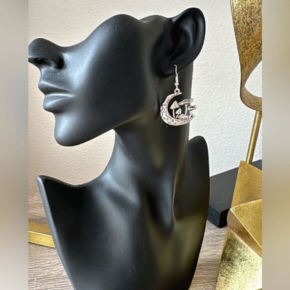 Bohemian mushroom drop earrings A328 - Picture 3 of 5